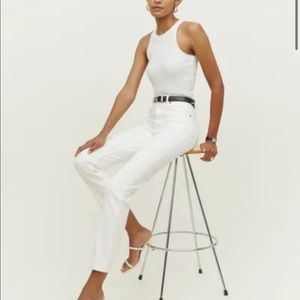 Reformation Liza Ultra High Rise Straight Jeans - Vintage White Size 24